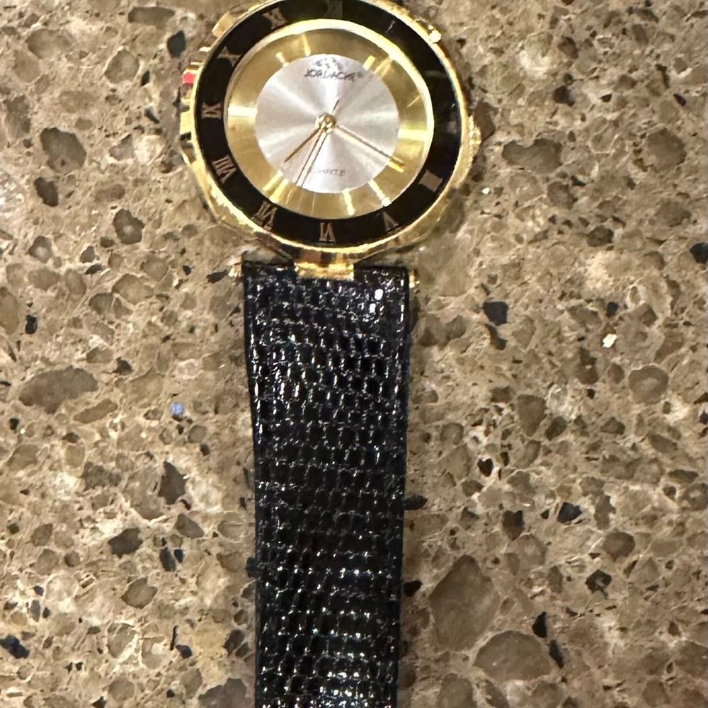 Vintage Jordache Gold and Black Watch with Textured Strap